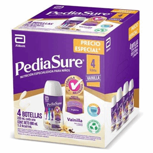 Pediasure Liquido Vainilla Pack 4 Unidades X 220 Ml Precio Especial - Pediasure