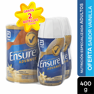 Ensure Advance Vainilla Lata X 400 G (gratis 2 Ensure Advance Liquidos X 220ml - Ensure