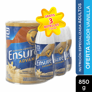 Ensure Advance Polvo Vainilla Lata X 850 G (gratis 3 Ensure Advance Liquido V/lla X 220 Ml) - Ensure Advance 