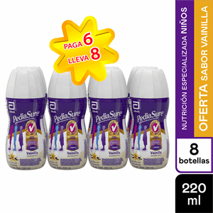 Pediasure Vainilla Botella 8 X 220 Ml (pague 6 Lleve 8) Liquido - Pediasure