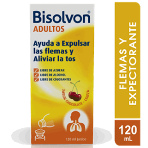 Jarabe Adultos Bisolvon Sabor Chocolate Cereza Frasco X 120 Ml - Bisolvon