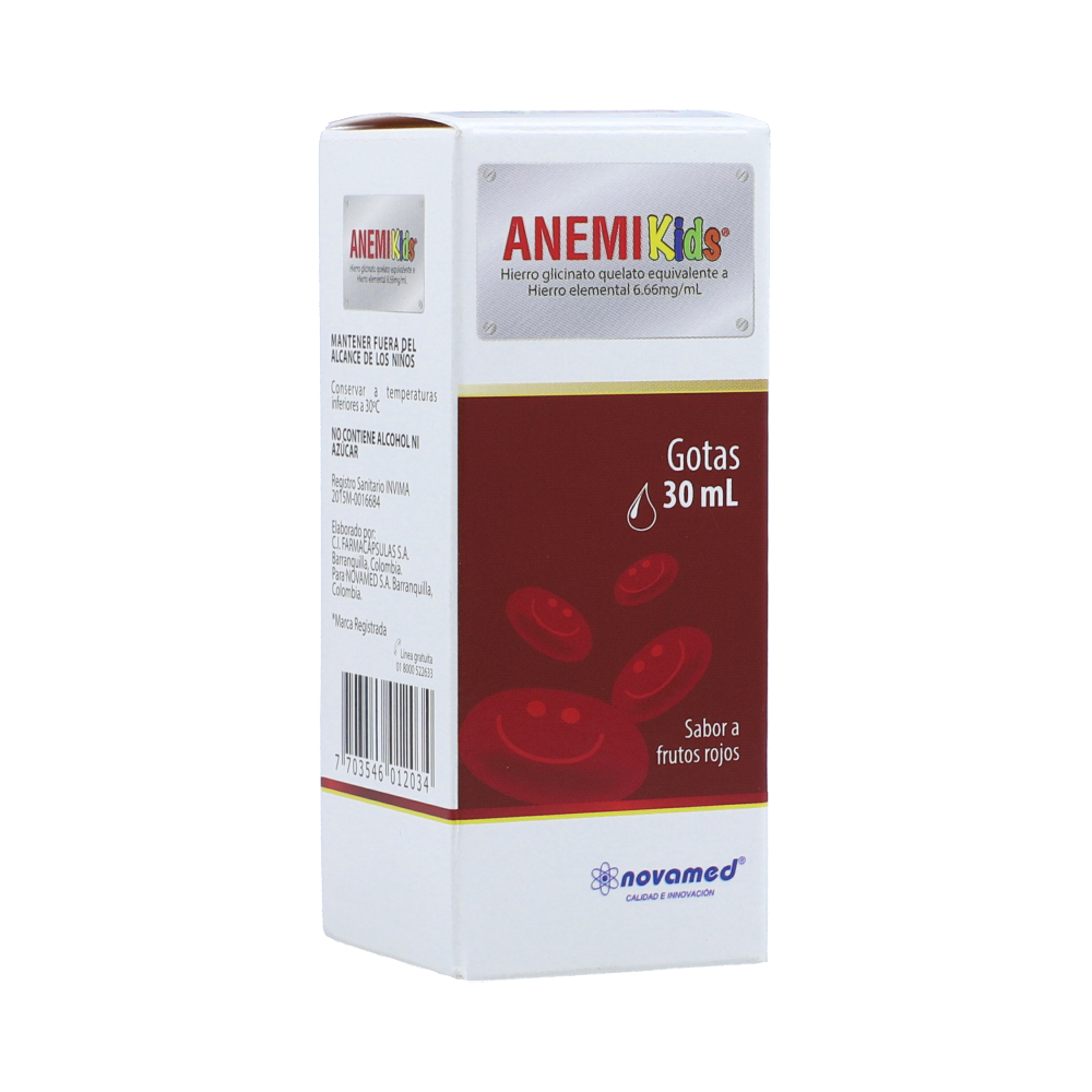 Anemikids Gotas Sabor Frutos Rojos Frasco X 30 Ml - Anemikids
