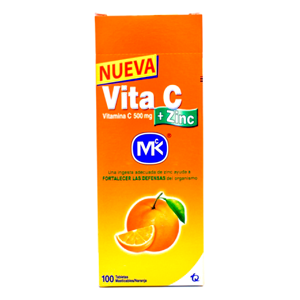 Vitamina C Vita C   Zinc Mk Naranja X 100 Tabletas Masticables - Mk