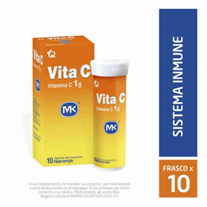 Vitamina C Vita C Mk Efervecente Sabor Naranja Tubo X 10 Tabletas - Mk