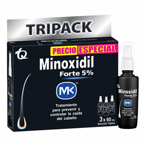 Minoxidil Tripack Forte 5% Mk Caja X 3 Frascos De 60ml Cada Valvula - Minoxidil