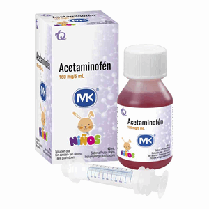  Jarabe Acetaminofen Niños Mk 160mg / 5ml Frasco X 90 Ml Jeringa Dosificadora - Mk
