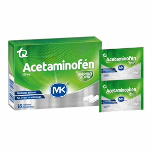 Acetaminofen Mk 500 Mg Caja X 16 Tabletas Recubiertas En Foil - Mk