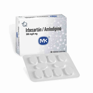 Irbesartan/amlodipino Mk 300/5 Mg Caja X 30 Tabletas Cubiertas - Sin Asignar
