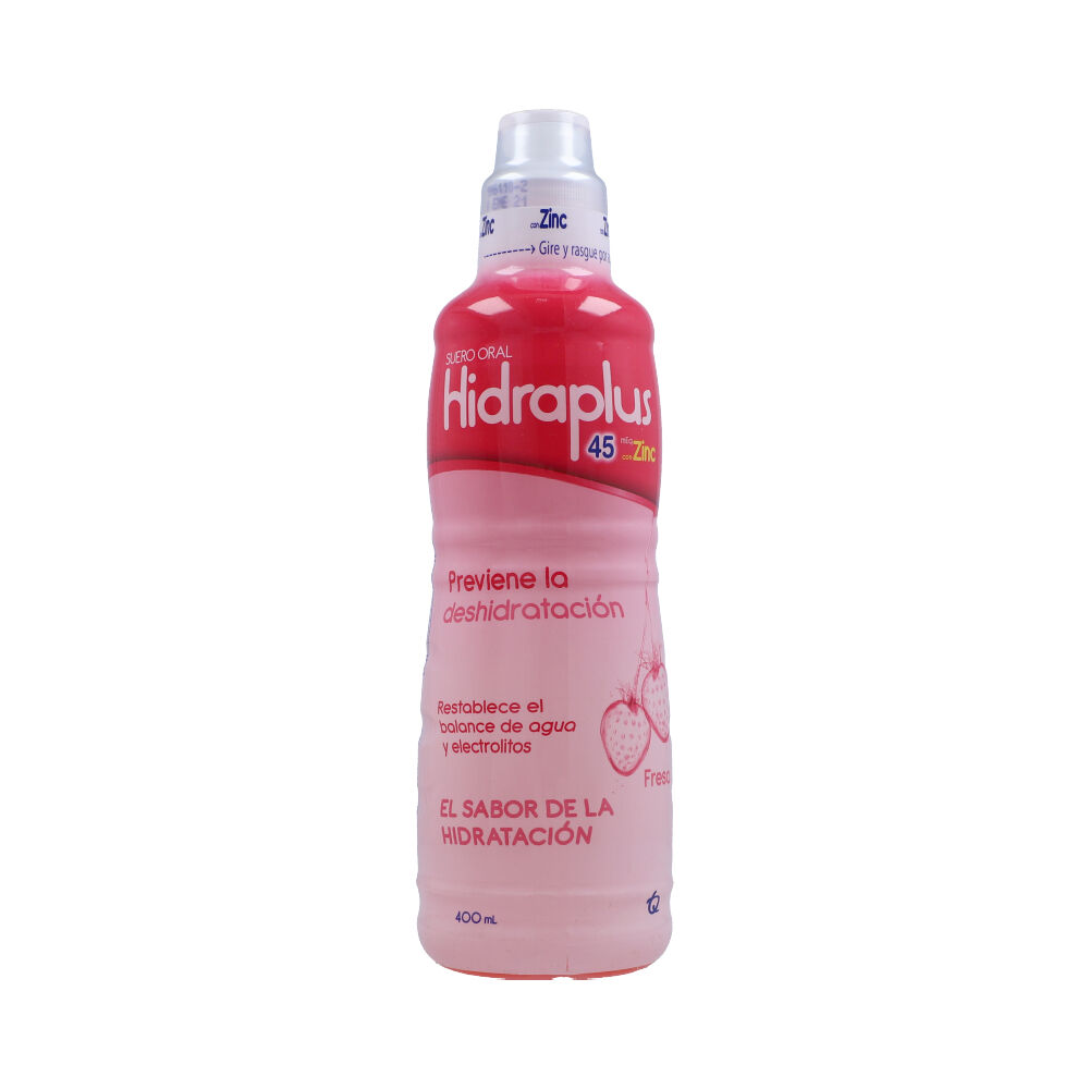 Hidraplus 45 Suero Oral Con Zinc Sabor Fresa Frasco X 400 Ml  - Hidraplus