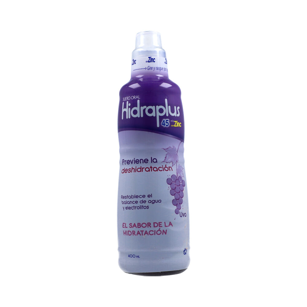 Hidraplus 45 Suero Oral Con Zinc Sabor Uva Frasco X 400 Ml  - Hidraplus