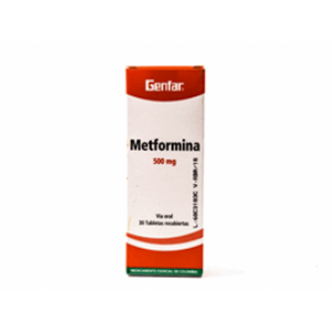 Metformina Genfar 500 Mg Caja X 30 Tabletas Recubiertas - Genfar