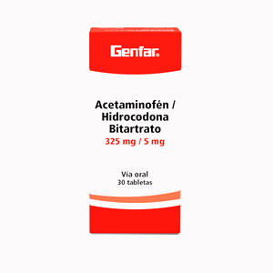 Acetaminofen / Hidrocodona Genfar 325 / 5 Mg Caja X 30 Tabletas - Genfar