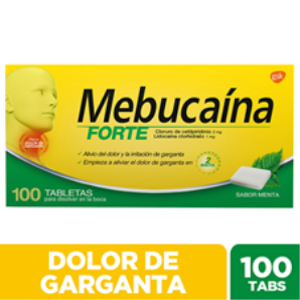 Mebucaina Forte 2/1 Mg Menta Caja X 100 Tabletas Orodispersables - Mebucaina