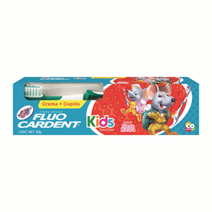Crema Dental Fluocardent Kids Sabor Fresa Ricura Tubo X 50 (gratis + Cepillo Precio Especial) - Fluocardent