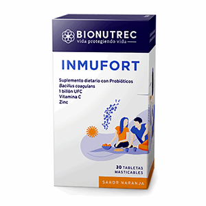 Inmufort Adultos Vitamina C+ Zinc + Probióticos Sabor Naranja X 30 Tabletas Masticable - Inmufort