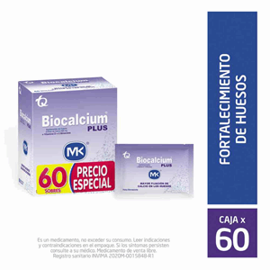 Biocalcium Plus   Vitamina D Polvo Efervecente Caja X 60 Sobres (precio Especial) - Biocalcium Mk