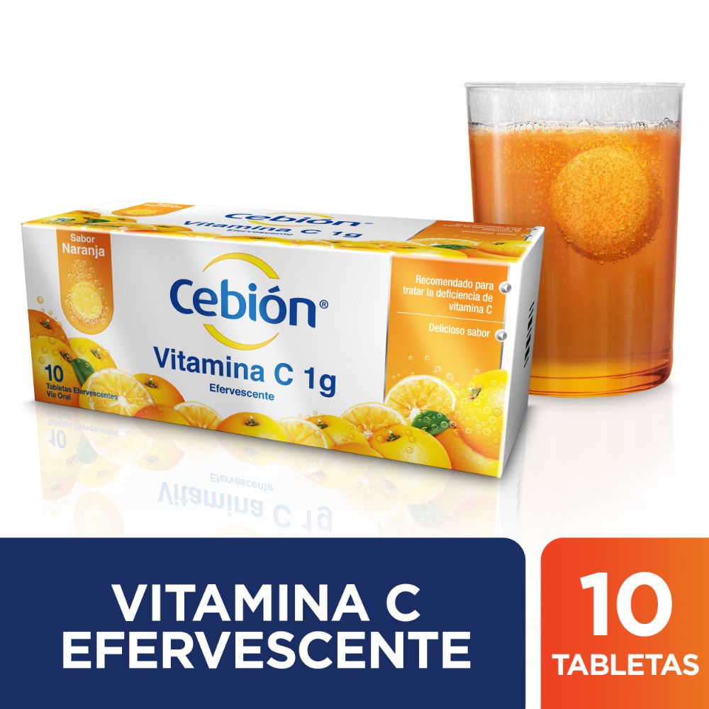 Vitamina C Efervescente Cebion Sabor A Naranja X 10 Tabletas - Cebion
