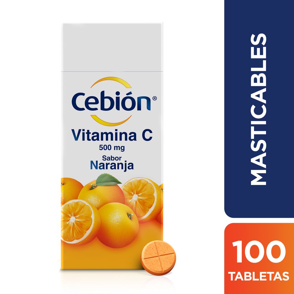 Vitamina C Masticable Cebion Sabor A Naranja X 100 Tabletas  - Cebion