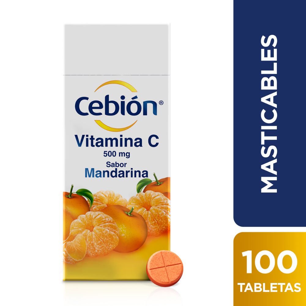 Vitamina C Masticable Cebion Sabor A Mandarina X 100 Tabletas - Cebion