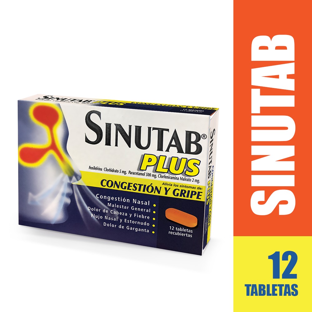 Sinutab Plus 500 Mg Caja X 12 Tabletas Recubiertas - Sinutab