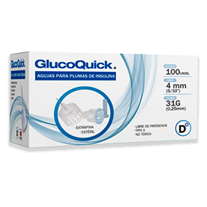 Aguja Para Pluma De Insulina Glucoquick 4 Mm X 31g X 100 Unds (5/32``x0.25mm) - Glucoquick