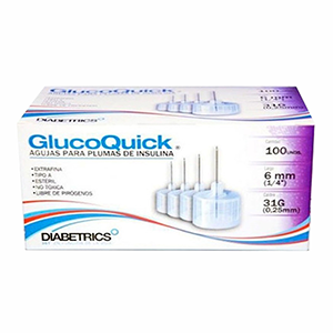 Aguja P/pluma Insulina Glucoquick 6 Mm X 31g X 100 Unds (1/4``x0.25mm) (200752) - Glucoquick