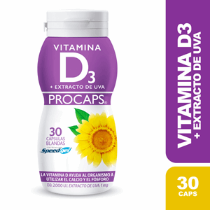 Vitamina D3 Extracto De Uva 2000 Ui / 1 Mg Procaps Frasco X 30 Capsulas Blandas - Procaps