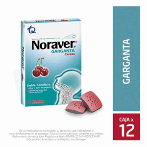 Noraver Garganta Sabor Cereza X 12 Tabletas - Noraver