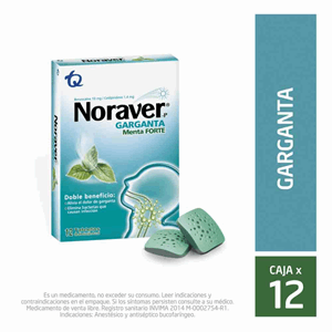 Noraver Garganta Menta X 12 Tabletas - Noraver