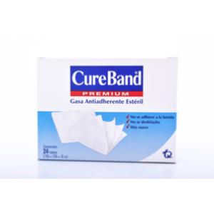 Gasa Cure-band Premium Antiadherente Esteril  7.5 X 7.5 Cm X 24 Sobres - Cure Band