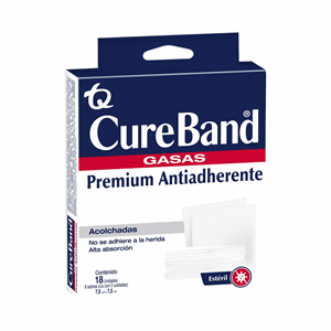 Gasa Cure Band Premium Antiadherente 7.5 X 7.5 Cm X 9 Sobres - Cure Band