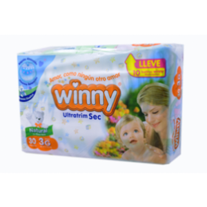 Pañal Winny Ultratrim Sec Etapa 3 X 30 Unidades  ( Gratis Toallitas Aloe X 10 Unidades) - Winny