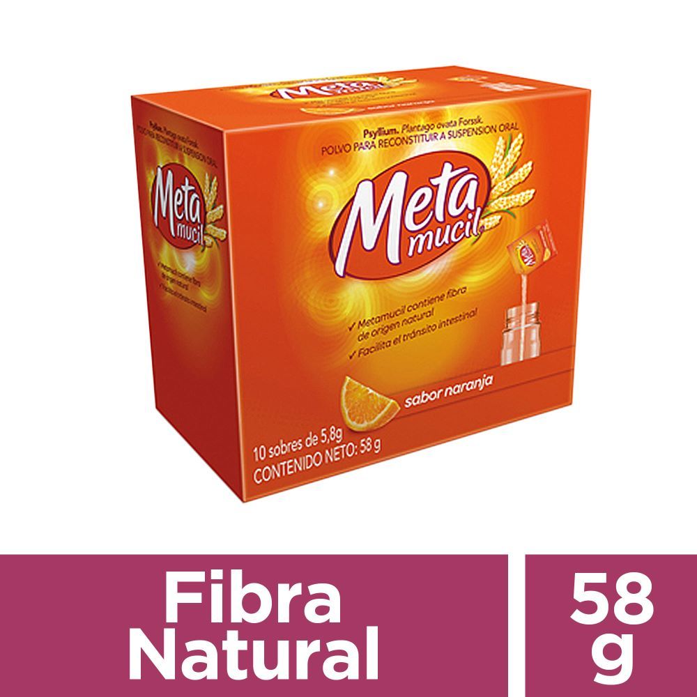 Metamucil Sabor Naranja Caja X 10 Sobres De 5.8 G - Metamucil