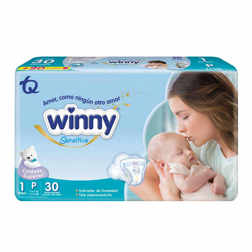 Pañal Winny Sensitive Etapa1 P X 30 Unidades (gratis Toallitas X 20 Unidades) - Winny
