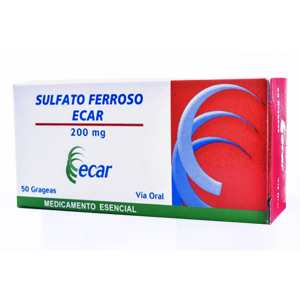 Sulfato Ferroso Ecar 200 Mg X 50 Grageas - Sulfato    Ferro