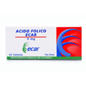 Acido Folico Ecar 5 Mg X 20 Tabletas - Ecar