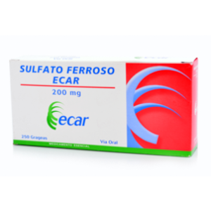 Sulfato Ferroso Ecar 200 Mg X 250 Grageas - Ecar
