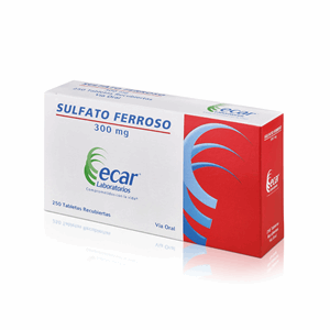 Sulfato Ferroso Ecar 300 Mg Caja X 250 Tabletas Recubiertas - Sulfato    Ferro