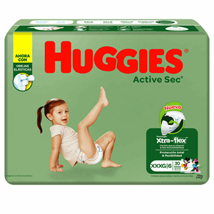 Pañales Huggies Active Sec Xxxg Etapa 6 X 30 Unidades - Huggies