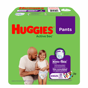Huggies Active Sec Pants Pañal Xxg Etapa 5 X 25 Unds Xtra-flex - Sin Asignar
