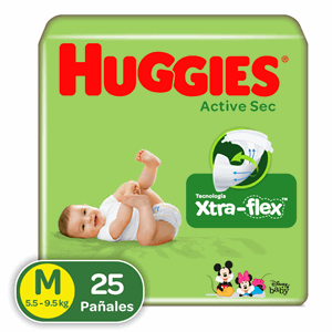 Pañal Huggies Active Sec M Etapa 2 Xtra Flex X 25 Unidades - Huggies