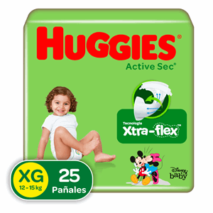 Pañal Huggies Active Sec Xg Etapa 4 Xtra-flex X 25 Unidades - Huggies