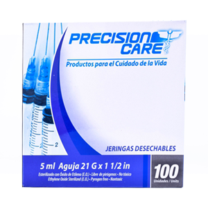 Jeringa Precision Care 5 Ml 3p 21g X 100 Unidades - Precision Care
