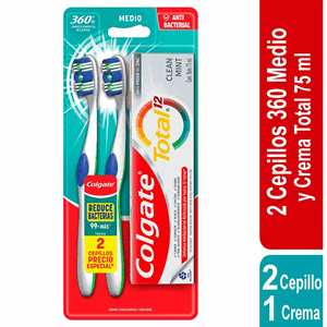 Cepillo Dental Colgate 360 X 2    Crema Total 12 X 75 Ml (97g) Precio Especial  - Colgate