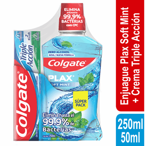 Colgate Plax Enjuag Soft Mint X 250 Ml Gtis Crema T/accion X 50 Ml - Sin Asignar