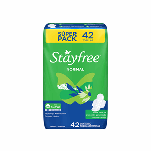 Toallas Higienicas Stayfree Normal Alas Super Pack X 42 Unidades - Stayfree