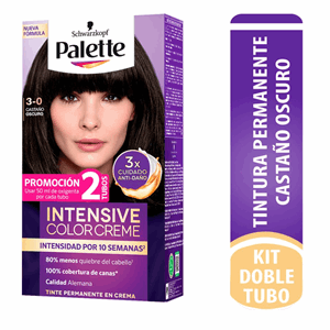 Tinte Palette Color Creme Est Castaño Oscuro 3-0 Doble Tubo - Palette