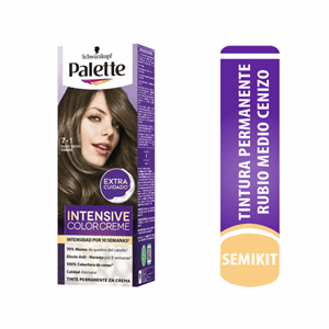 Tinte Palette Color Creme Tubo Rubio Medio Cenizo 7-1 (gratis Oxigenta Y Guantes) - Palette