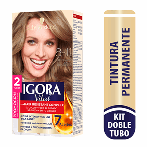 Tinte Igora Vital Estu 8-11 Rubio Claro Cenizo Profundo Doble Tubo X 100 G  - Igora