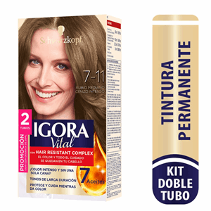 Tinte Igora Vital Est 7-11 Rubio Mediano Cenizo Intenso Doble Tubo X 100 G - Igora